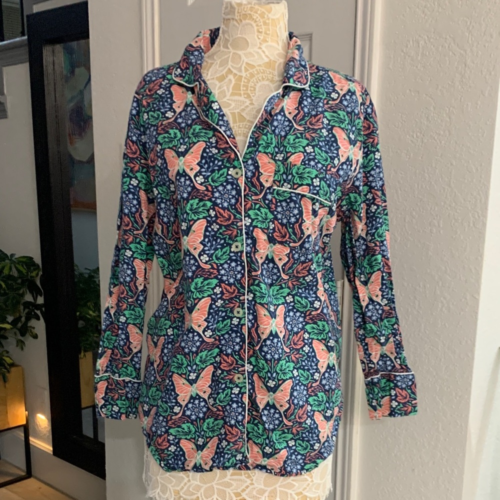 Printfresh x Anthropologie Butterfly Organic Cotton Pajama Top Shirt M - Picture 5 of 12